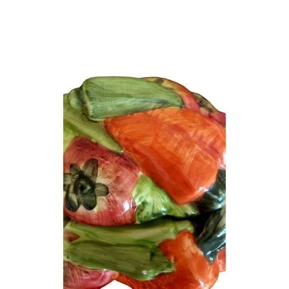 World‎ Bazar Vegetable Basket Ceramic Teapot Vintage 6in - Picture 4 of 12